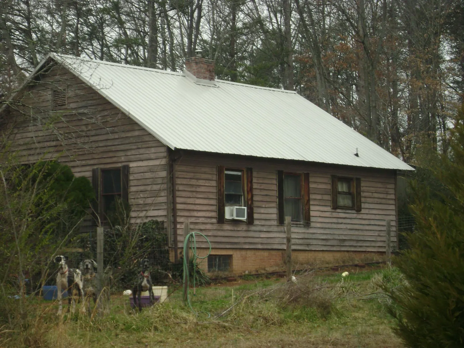 White metal roof on an old wood sided farmhouse, from a Asphalt Shingle Roof Repair job in Kenansville